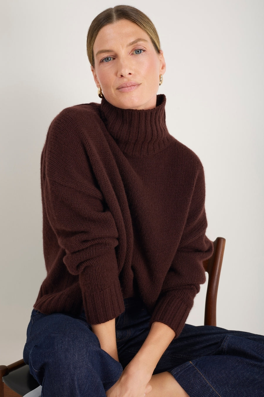 Liana Chunky Funnel Neck Jumper - Espresso
