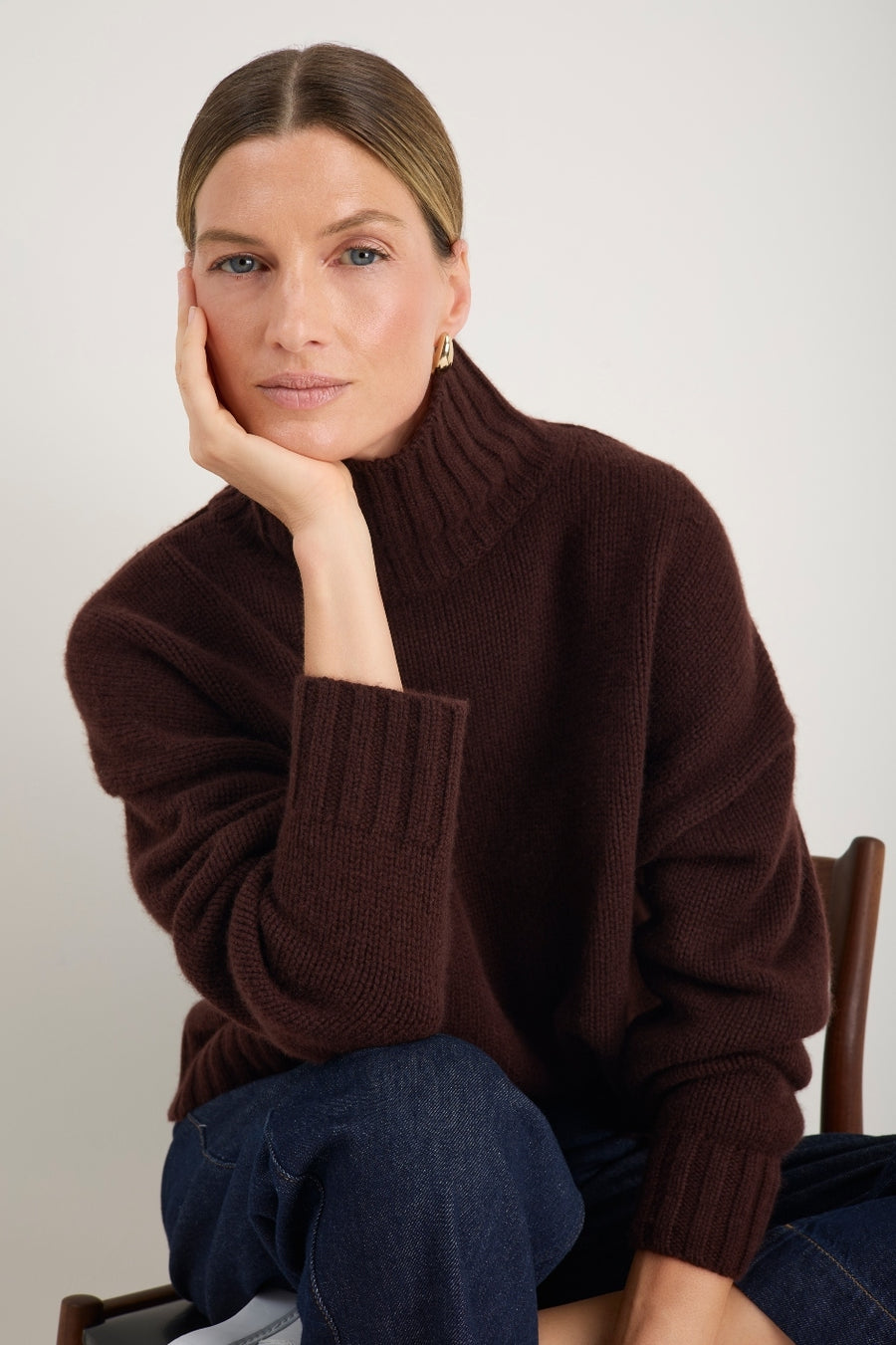 Liana Chunky Funnel Neck Jumper - Espresso