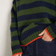 Liana Chunky Funnel Neck Jumper - Midnight/Military Green Stripe