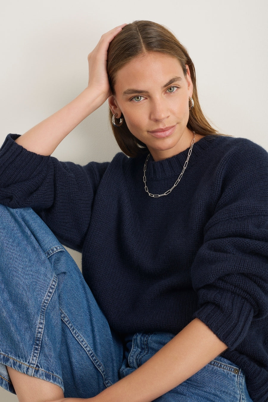 Liana Chunky Crew Neck Jumper - Midnight