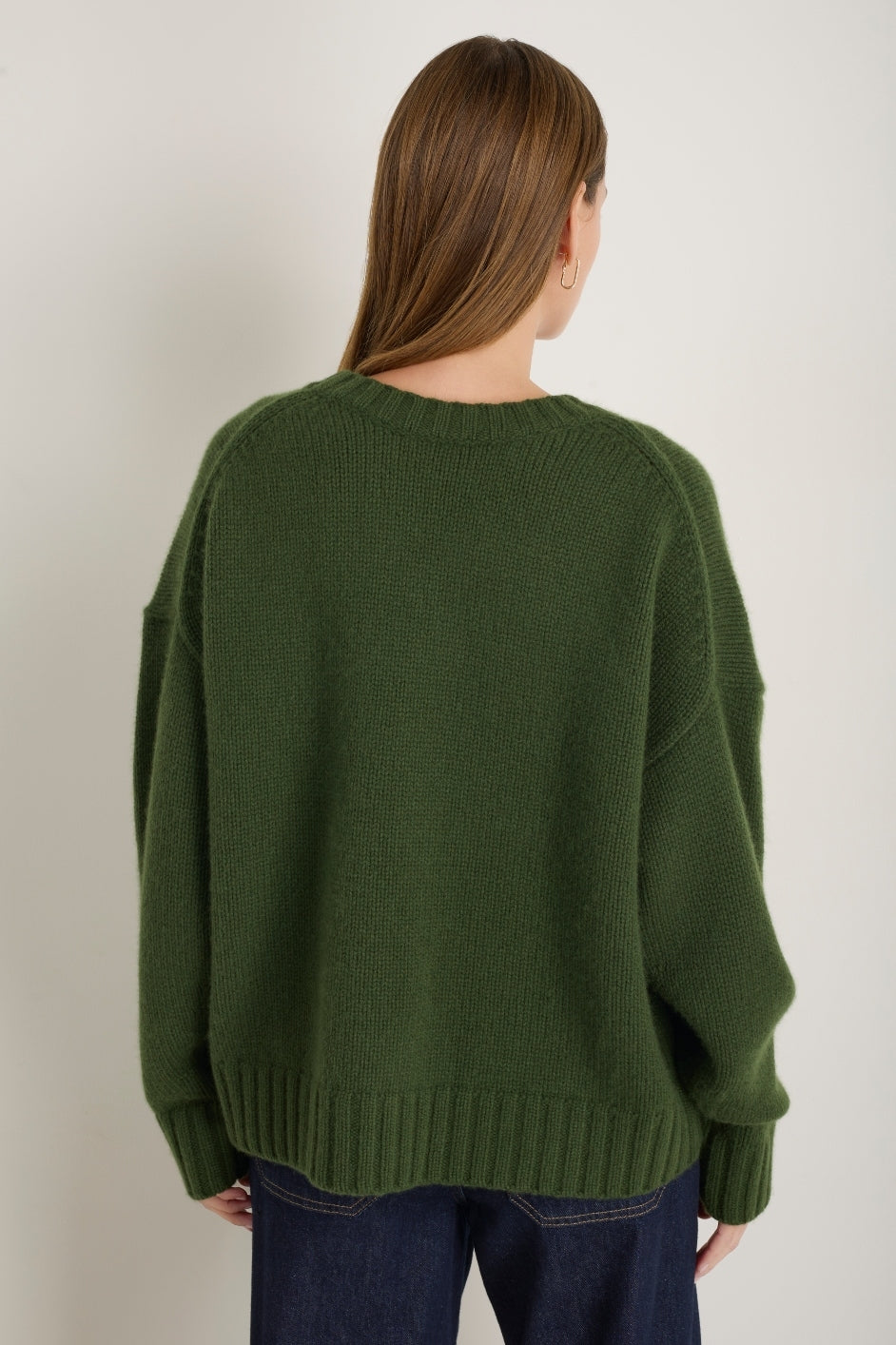 Liana Chunky Crew Neck Jumper - Olive Green