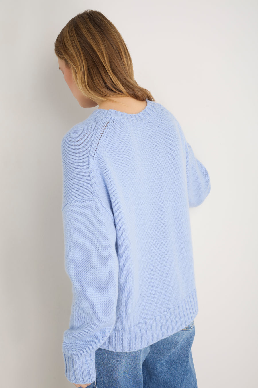 Liana Chunky Crew Neck Jumper - Sky Blue