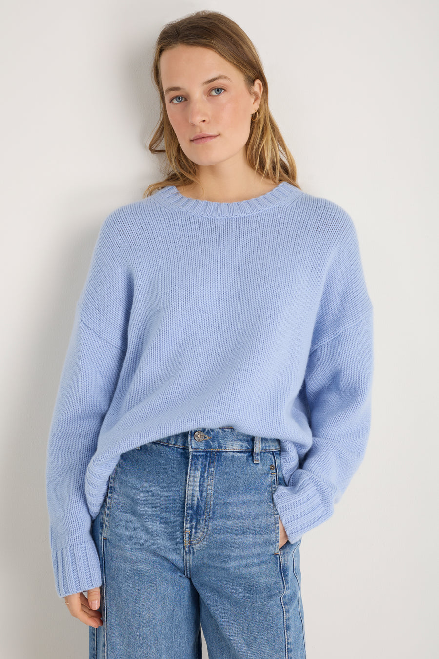 Liana Chunky Crew Neck Jumper - Sky Blue