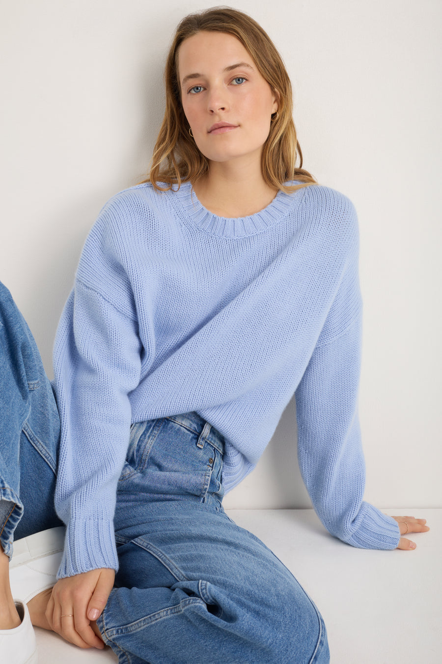Liana Chunky Crew Neck Jumper - Sky Blue