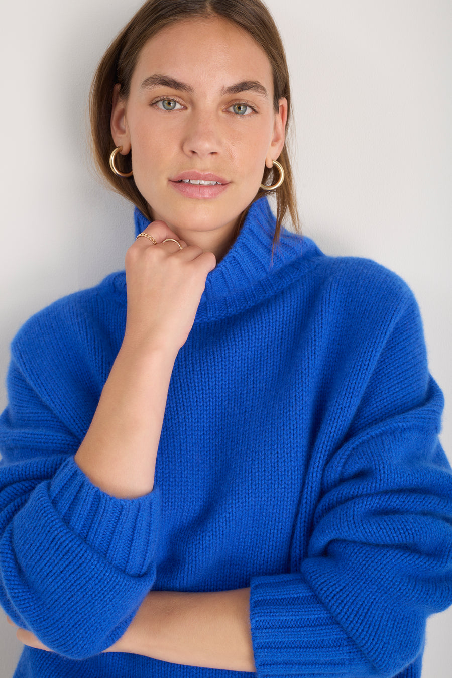 Liana Chunky Funnel Neck Jumper - Cobalt Blue