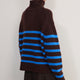 Liana Chunky Funnel Neck Jumper - Brown/Cobalt Stripe