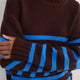 Liana Chunky Funnel Neck Jumper - Brown/Cobalt Stripe