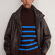Liana Chunky Funnel Neck Jumper - Brown/Cobalt Stripe