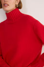 Liana Chunky Funnel Neck Jumper - Cranberry Red