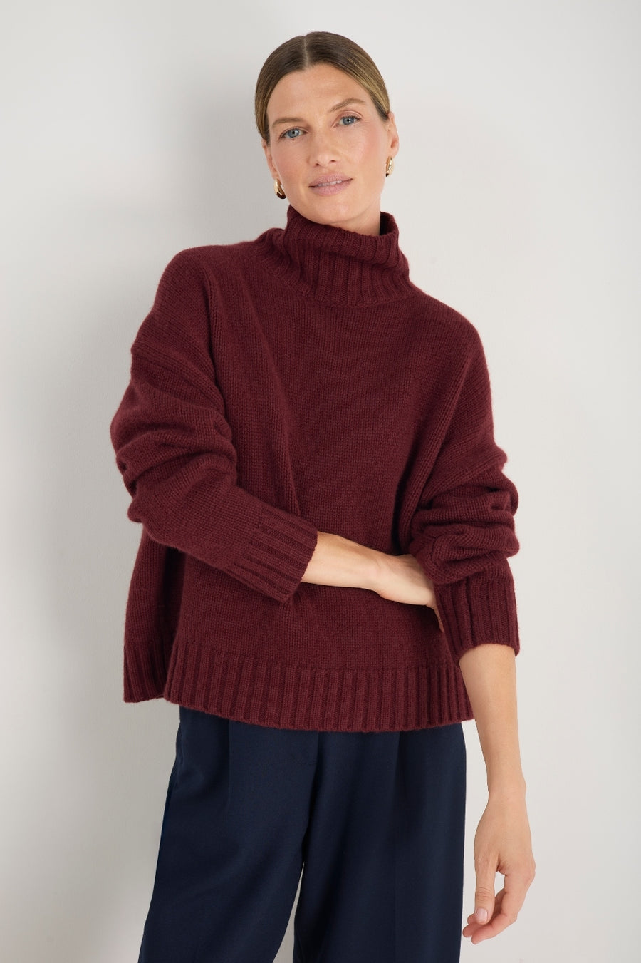 Liana Chunky Funnel Neck Jumper - Deep Fig