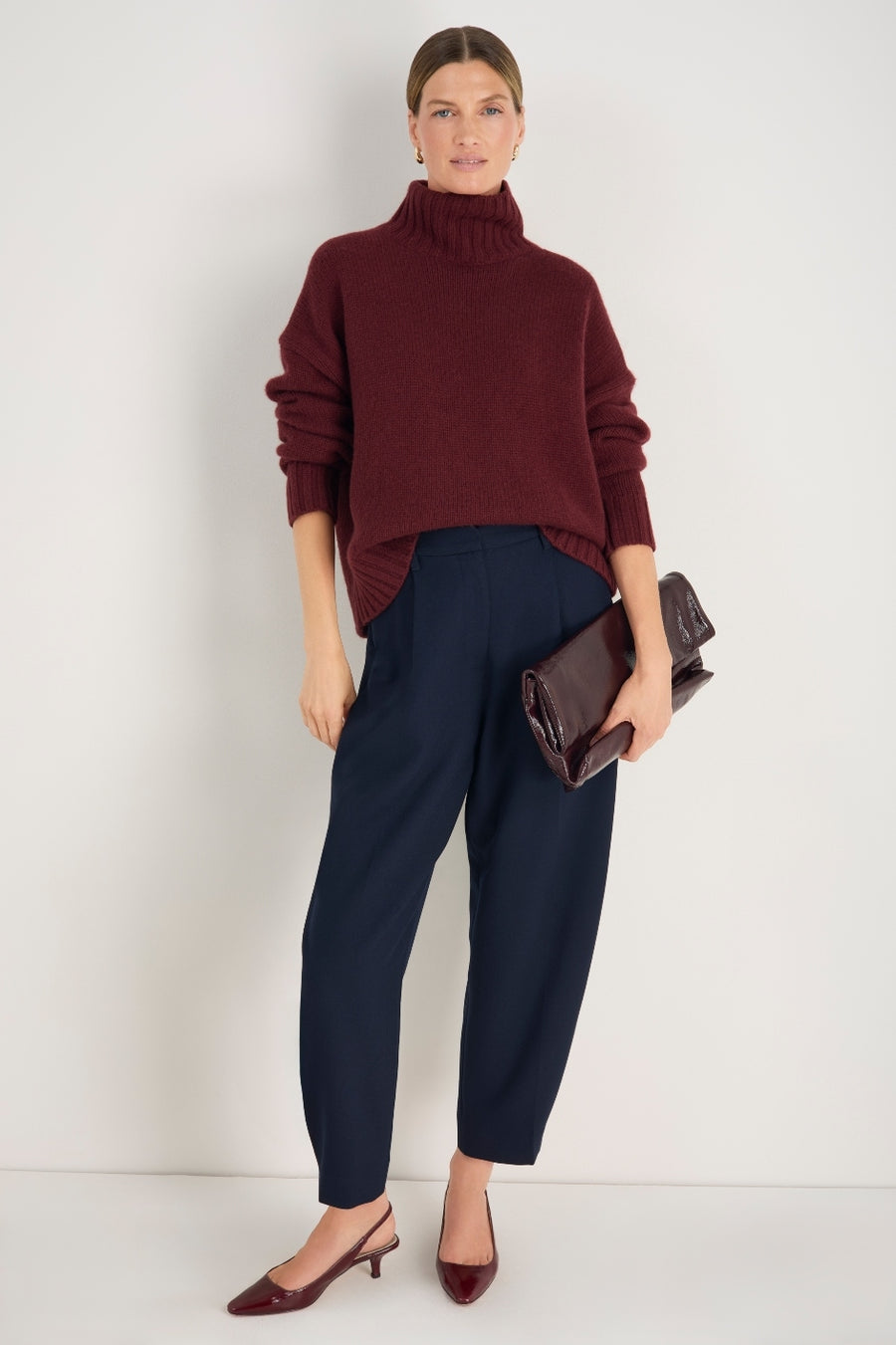 Liana Chunky Funnel Neck Jumper - Deep Fig