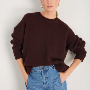 Liana Chunky Crew Neck Jumper - Espresso