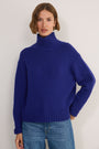 Liana Chunky Funnel Neck Jumper - Maritime Blue