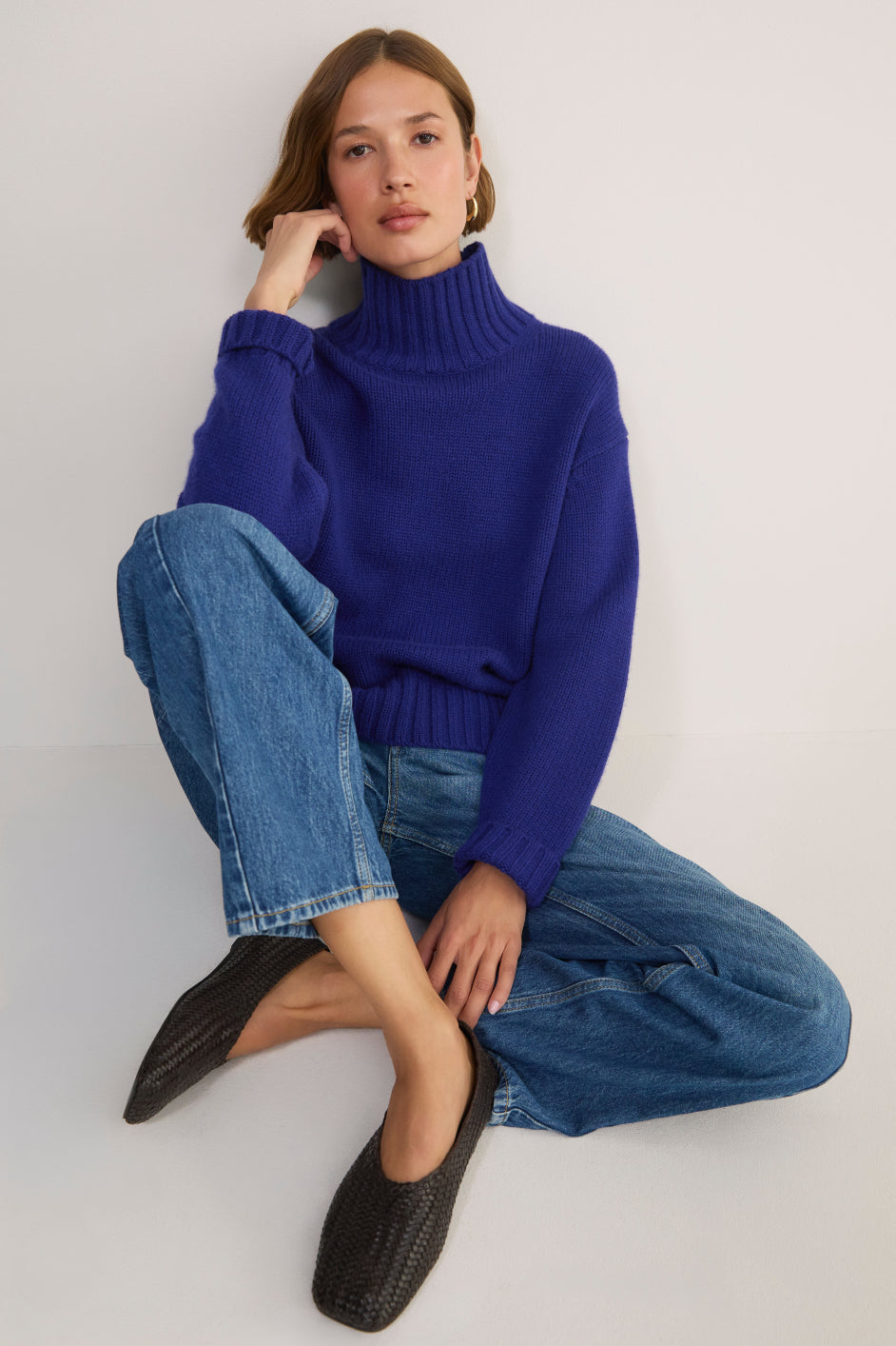Liana Chunky Funnel Neck Jumper - Maritime Blue