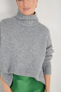 Liana Chunky Funnel Neck Jumper - Mid Grey Melange