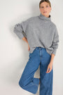 Liana Chunky Funnel Neck Jumper - Mid Grey Melange