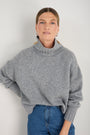Liana Chunky Funnel Neck Jumper - Mid Grey Melange