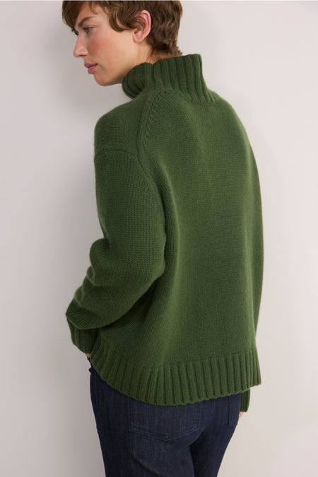 Liana Chunky Funnel Neck Jumper - Pine Green