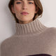 Liana Chunky Funnel Neck Jumper - Taupe/Aubergine Stripe