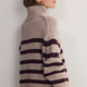 Liana Chunky Funnel Neck Jumper - Taupe/Aubergine Stripe
