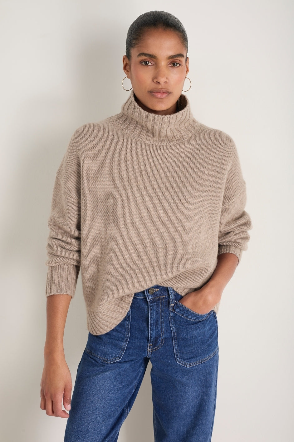 Liana Chunky Funnel Neck Jumper - Toast – WYSE London