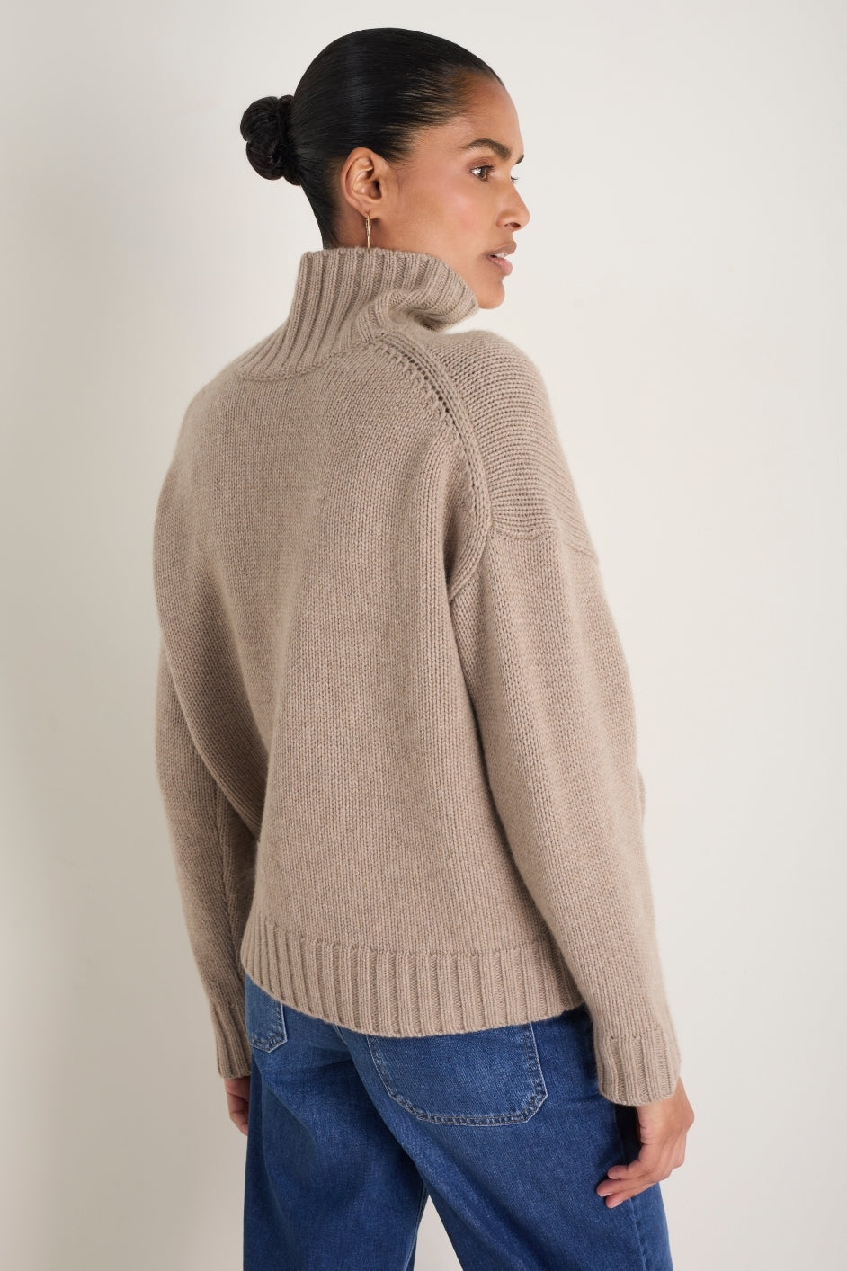 Liana Chunky Funnel Neck Jumper - Toast