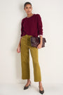 Liana Pin Cord Trouser - Dark Chartreuse
