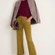 Liana Pin Cord Trouser - Dark Chartreuse
