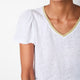 Lily Shimmer Trim Linen Tee - White/Gold