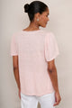 Lily Linen Tee Lace Trim - Pink