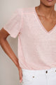 Lily Linen Tee Lace Trim - Pink