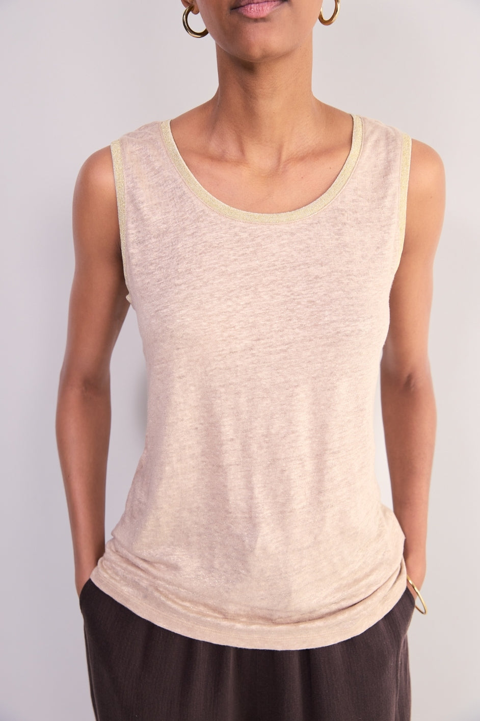 Lily Linen Tank - Oat Shimmer