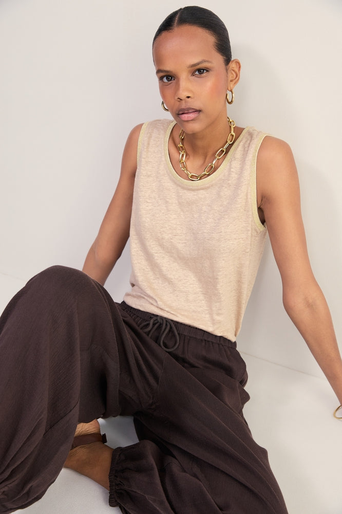 Lily Linen Tank - Oat Shimmer