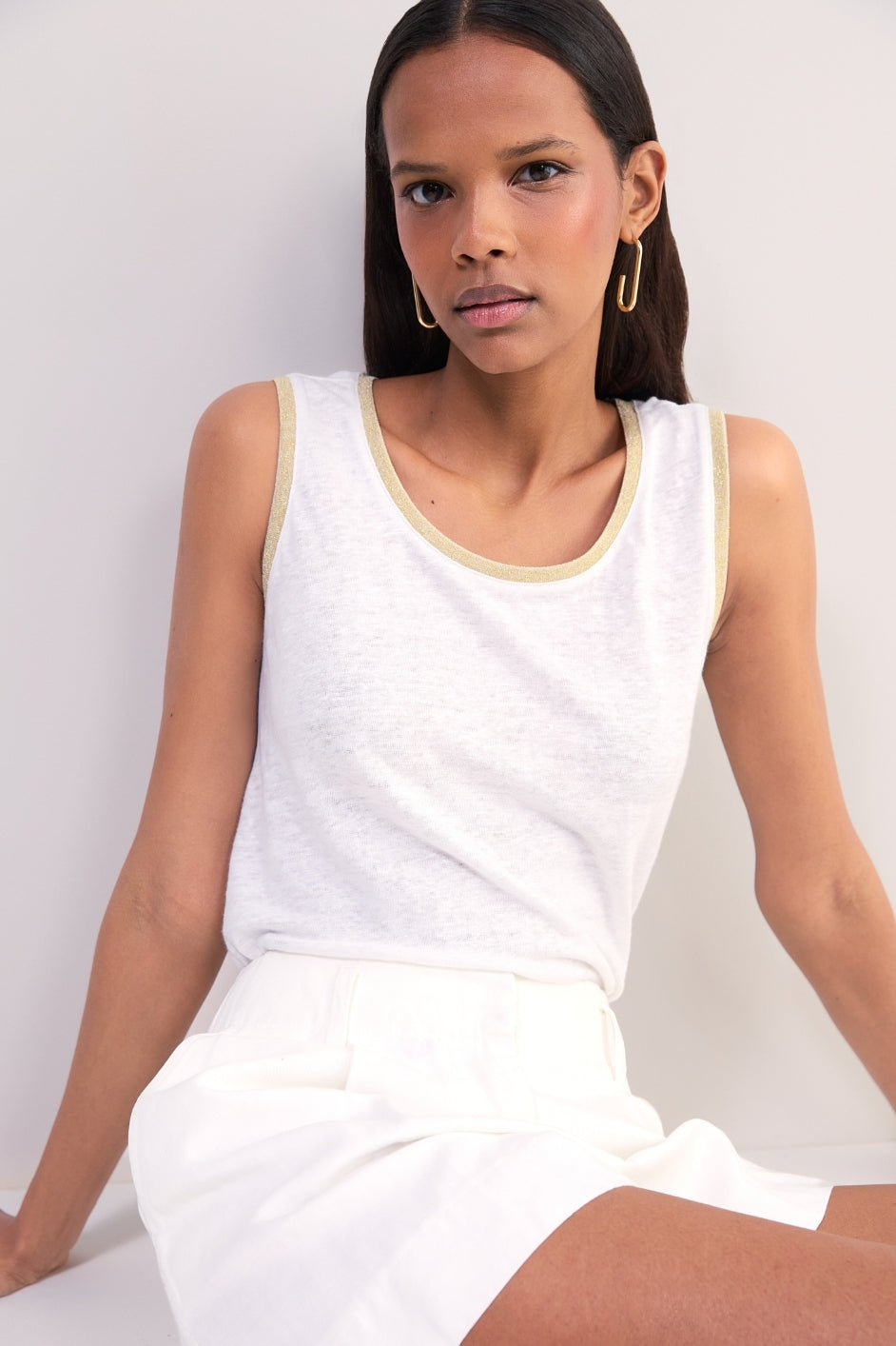 Lily Linen Tank - White