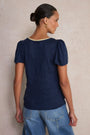 Lily Linen V-Neck Tee - Midnight