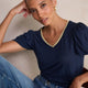 Lily Linen V-Neck Tee - Midnight