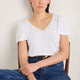 Lily Linen V-Neck Tee - White
