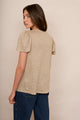 Lily Shimmer Trim Linen Tee - Oat/Gold