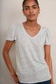 Lily Shimmer Trim Linen Tee - Silver