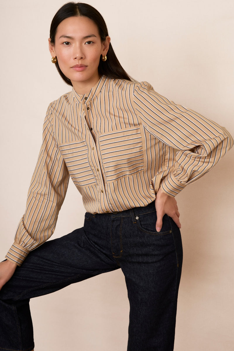 Liza Shirt - Coffee Stripe