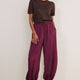 Lola Satin Harem Trouser - Aubergine