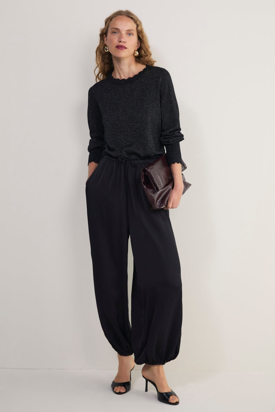 Lola Satin Harem Trouser - Midnight