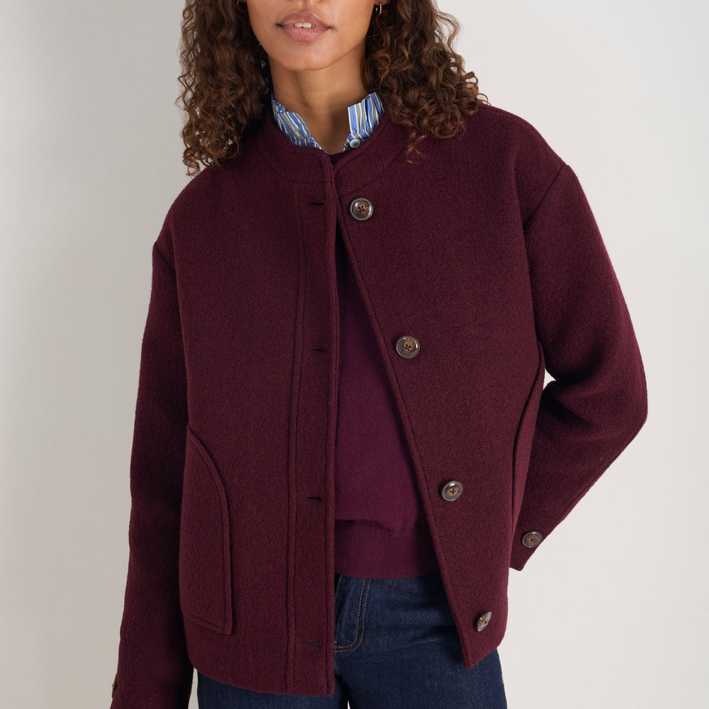 Luna Boiled Wool Jacket - Merlot