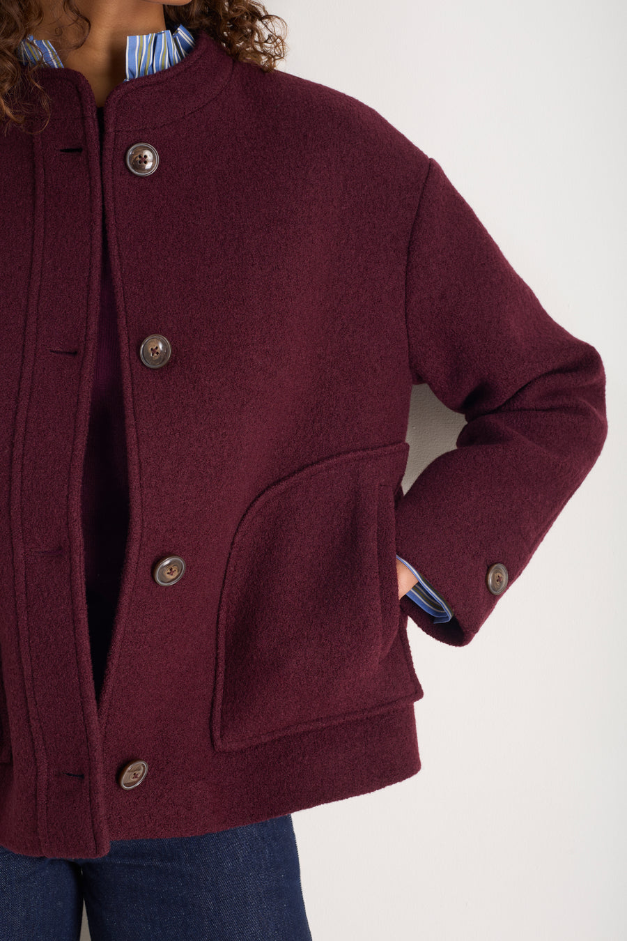 Luna Boiled Wool Jacket - Merlot