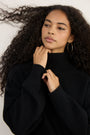 Luna Curved Hem Jumper - Black