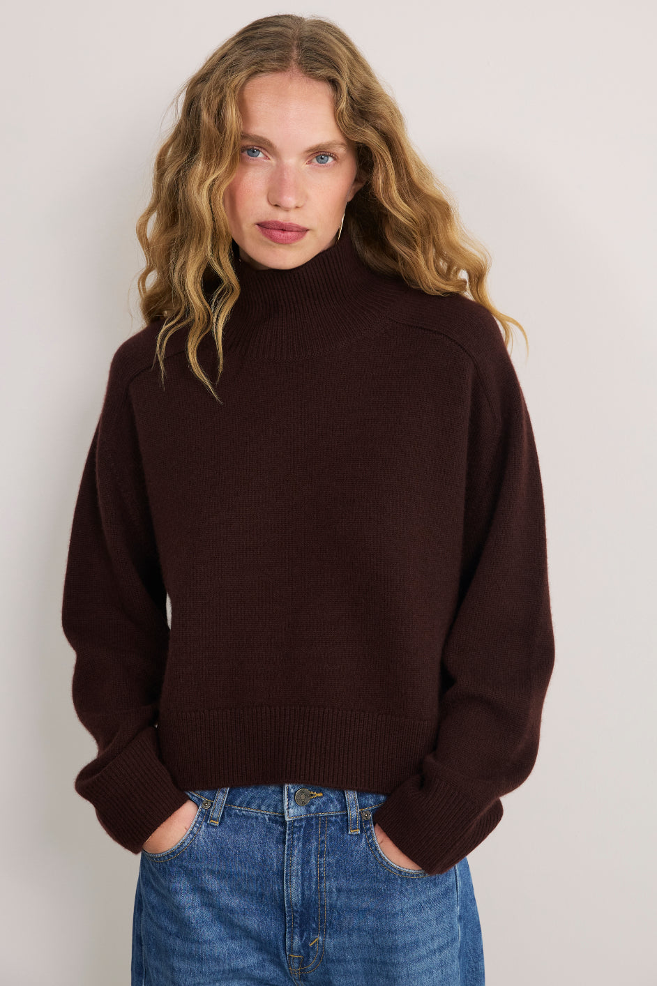 Luna Curved Hem Jumper - Chocolate