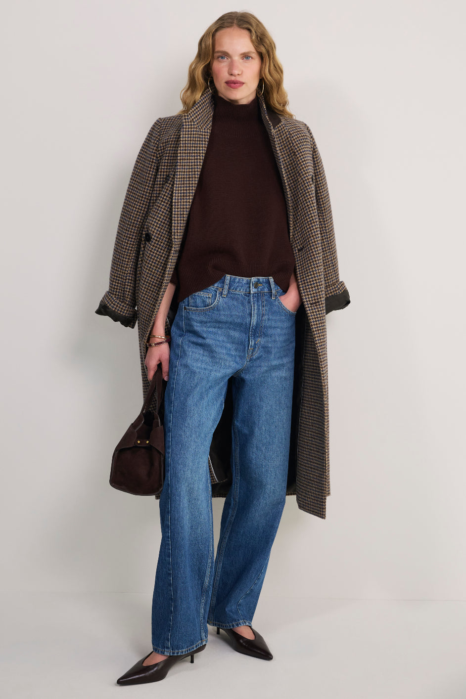 Luna Curved Hem Jumper - Chocolate
