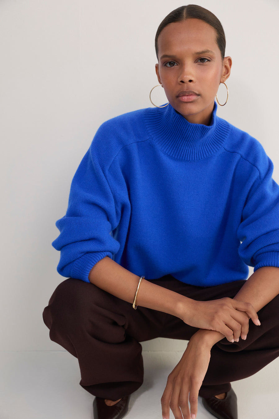 Luna Curved Hem Jumper - Cobalt Blue