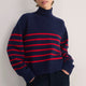 Luna Curved Hem Jumper - Midnight/Red Stripe