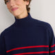 Luna Curved Hem Jumper - Midnight/Red Stripe